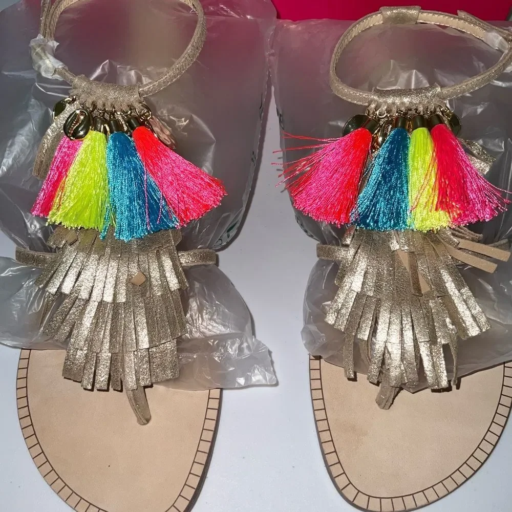 Lilly Pulitzer NWT Zoe Sandals Gold Metallic Size 7, 9.5 M - Picture 6 of 16